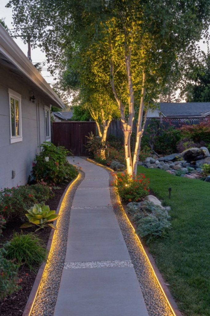 Dark mulch with ornamental grasses