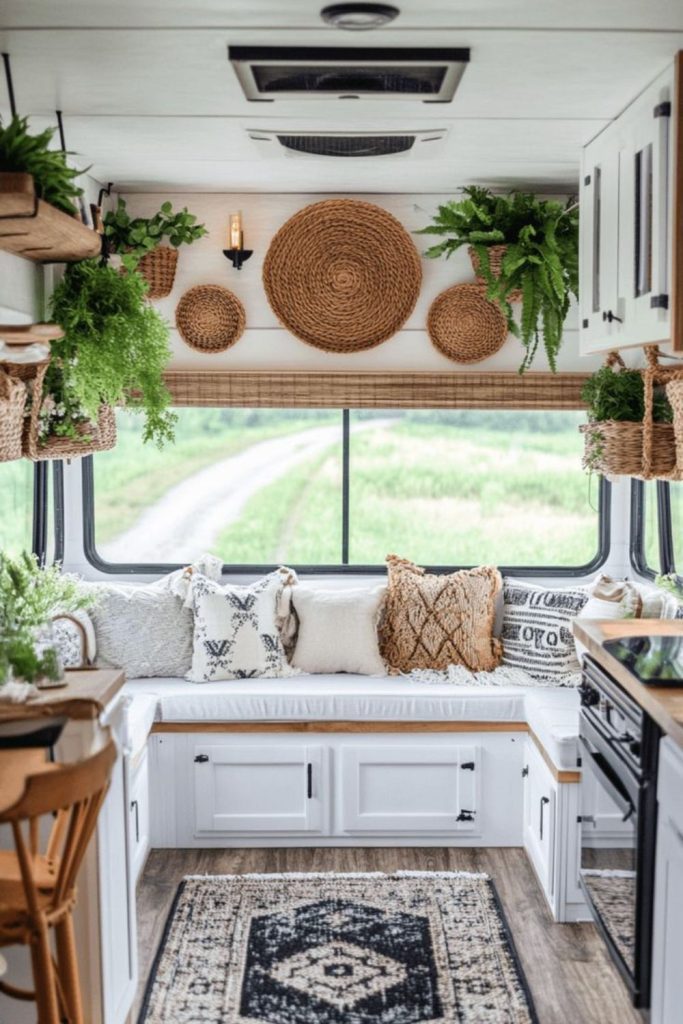 Neutral color RV interior design.