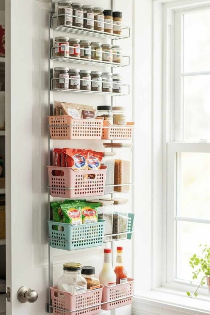 Over door basket pantry organizer