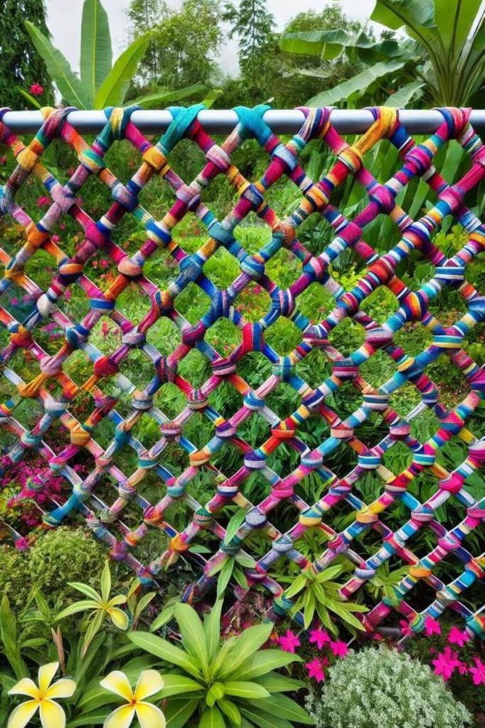 Painted branch colorful garden trellis