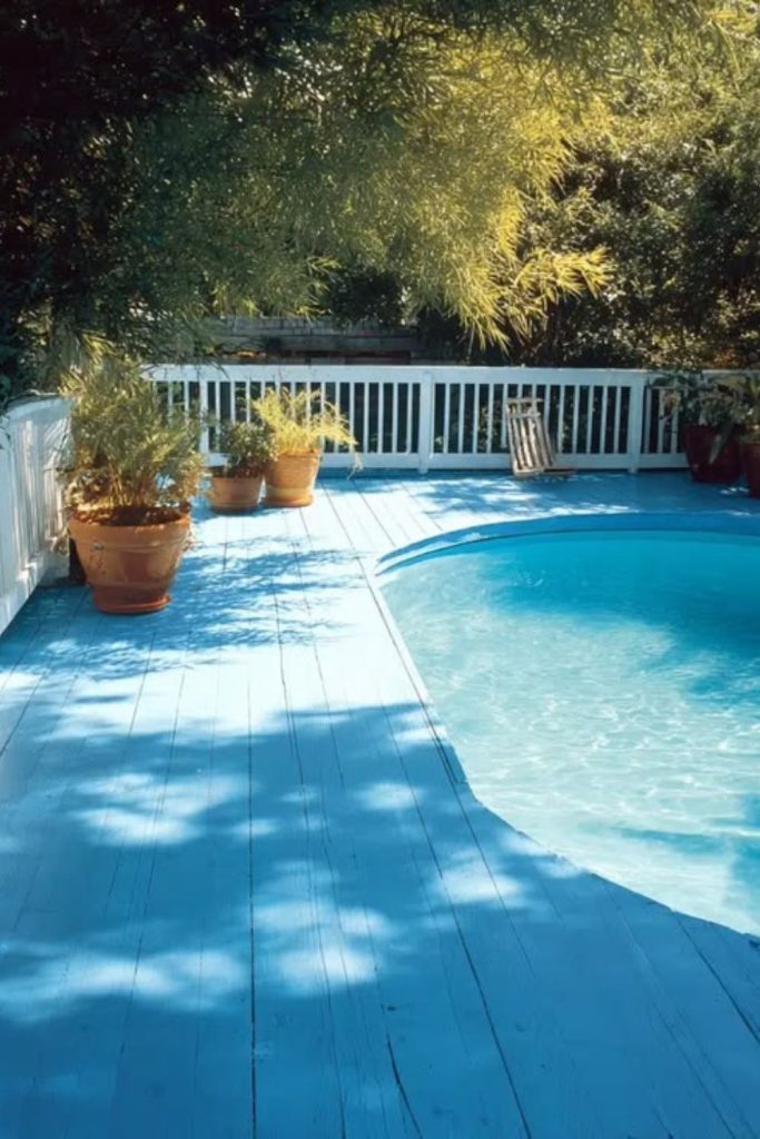 Painted wooden crate pool deck squares