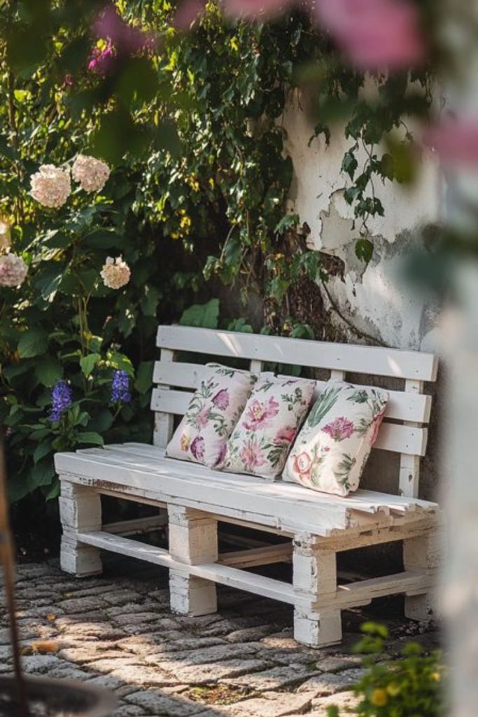 Pallet sofa garden bench planter
