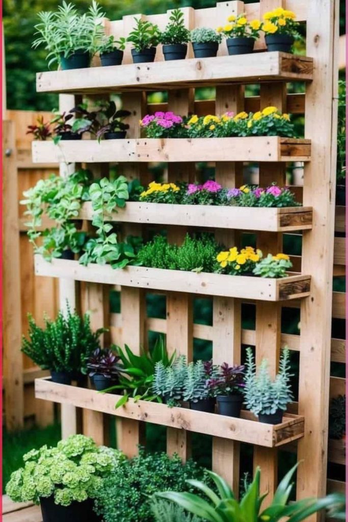 Pallet vertical garden wall stand