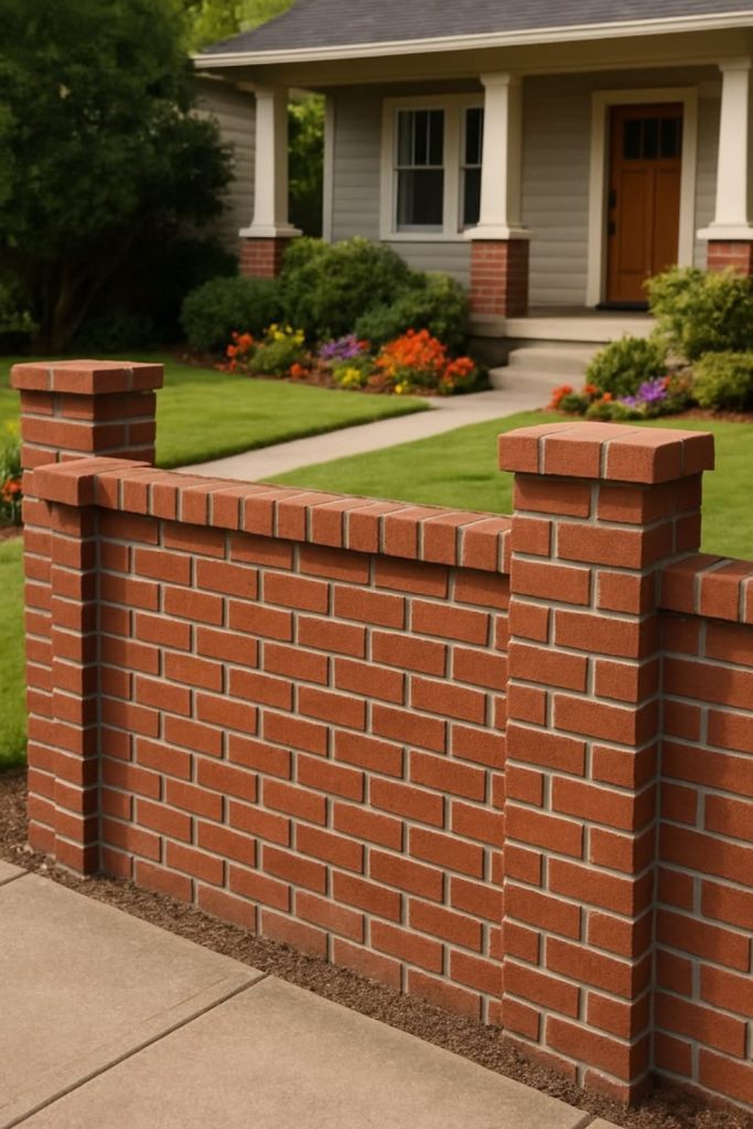 Patterned brick boundary classic garden fence