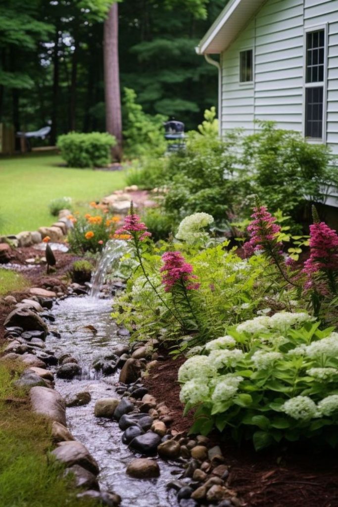 Rain garden eco basin sustainable water friendly plant design