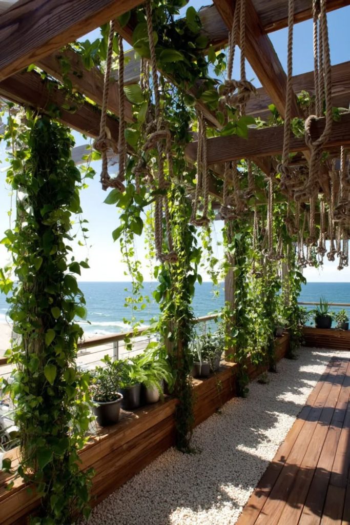 Dense jungle rope plant curtain
