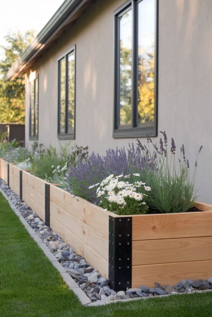 Raised planter beds front yard