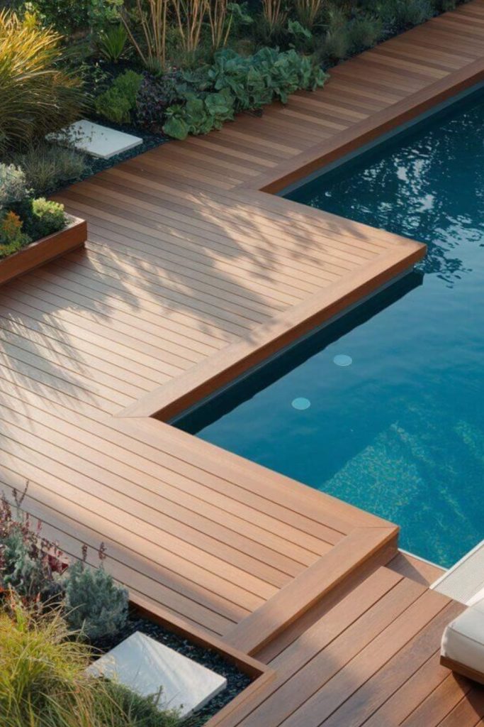 Reclaimed wooden door pool deck walkway