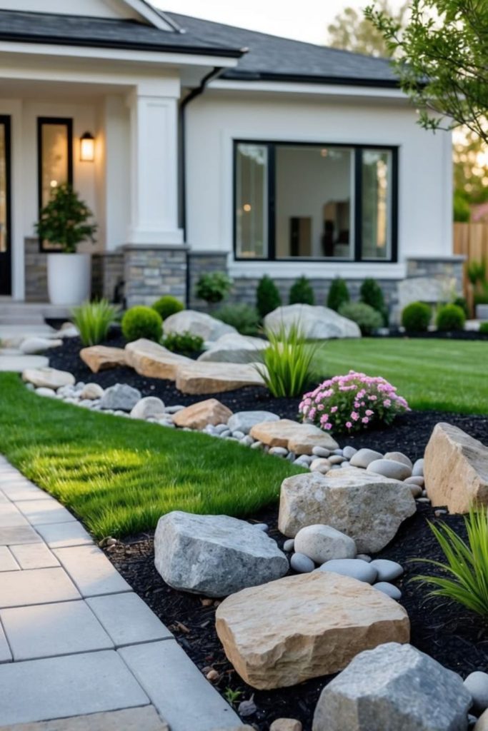 Rock garden with hardy plants