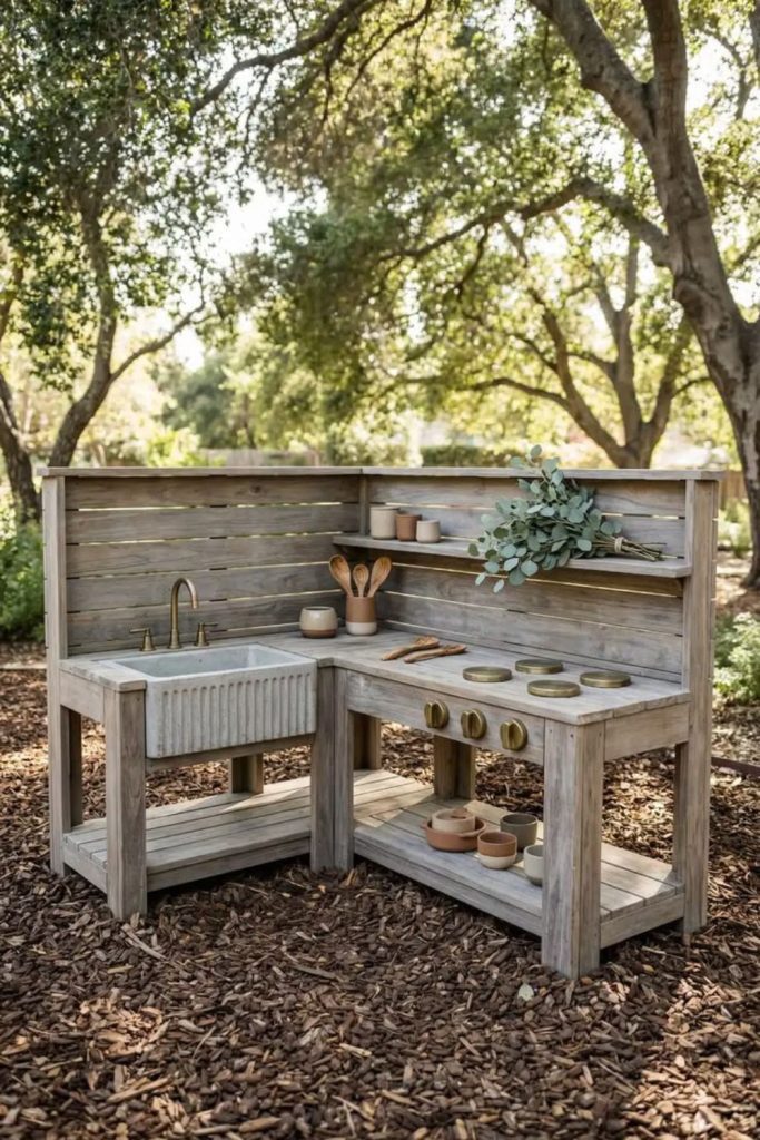 Backyard pretend cooking restaurant corner