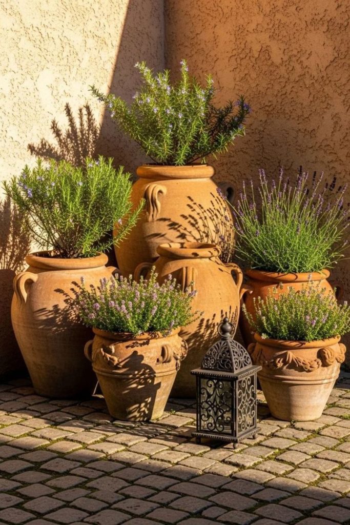 Rustic ember terracotta heritage garden pot