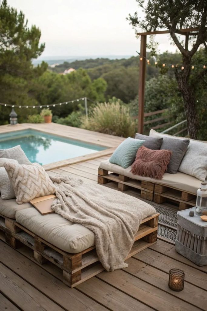 Rustic farmwood countryside pool deck