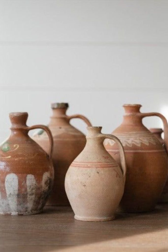 Rustic hearth traditional amphora clay vessel