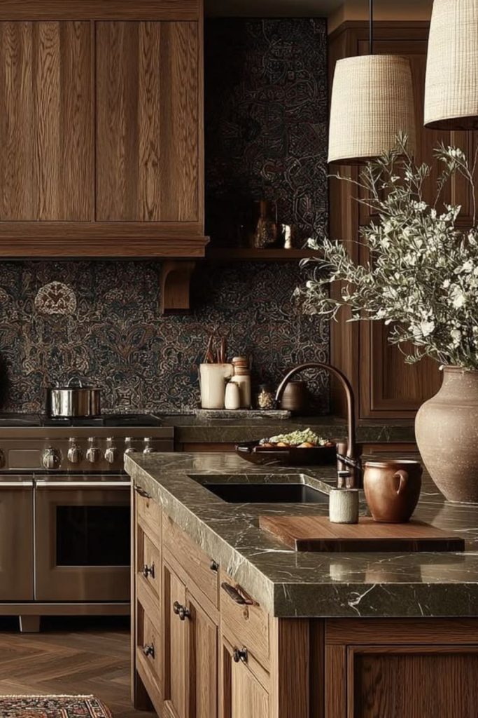 Warm honey rustic kitchen mood