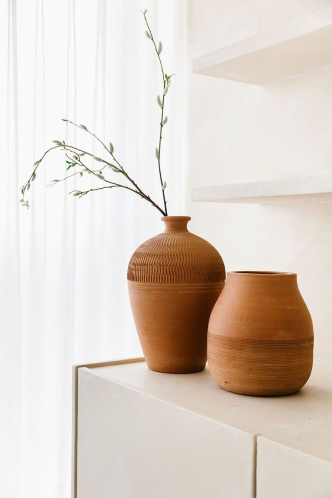 Rustic sol ember warm clay pot