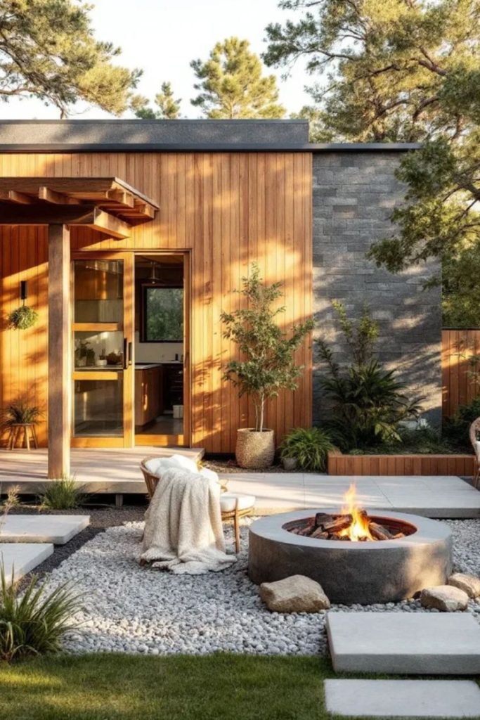 Rustic timber bordered garden beds