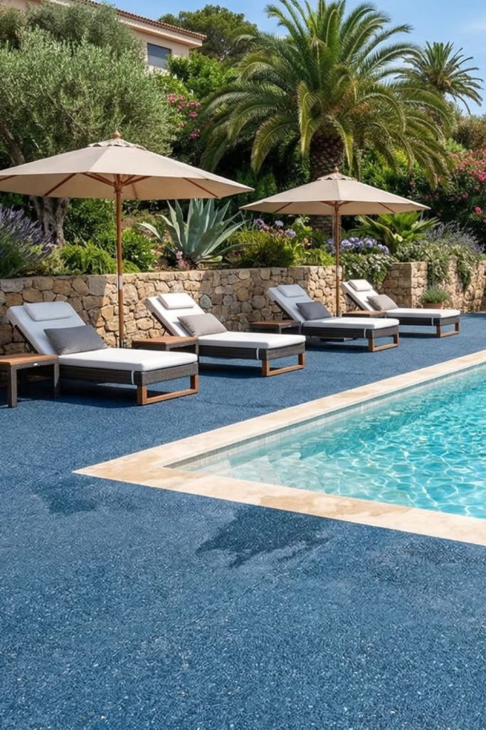 Sapphire glass mosaic lagoon deck