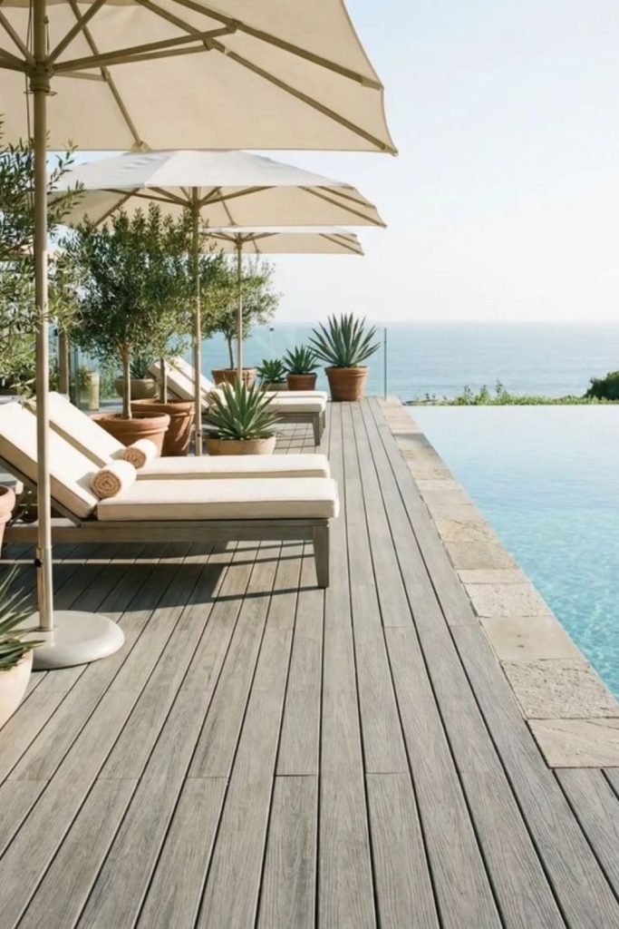 Scandinavian pine minimalist pool deck