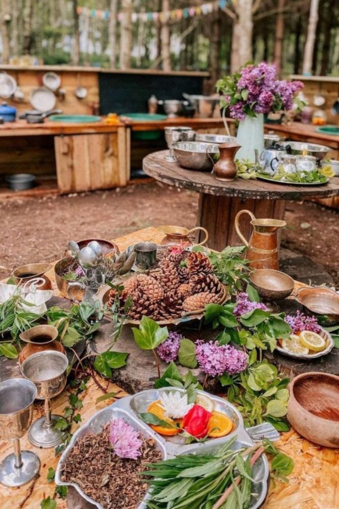 Secret garden themed mud station.