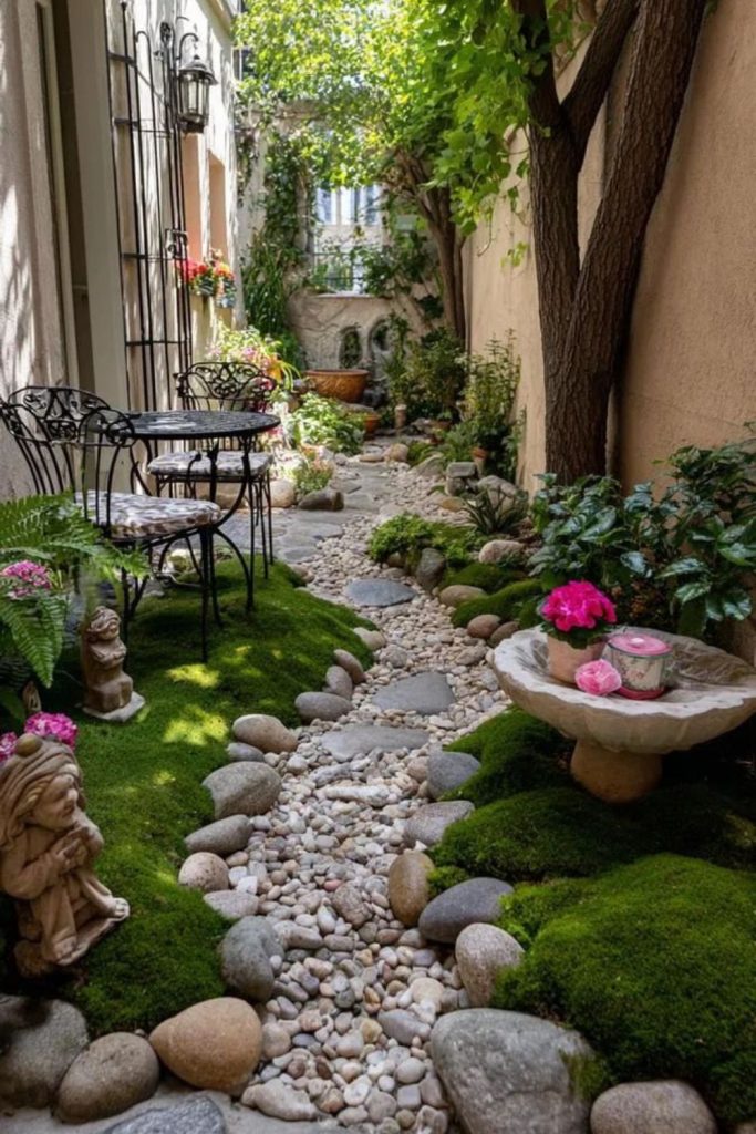 Hidden stone courtyard with ivy.