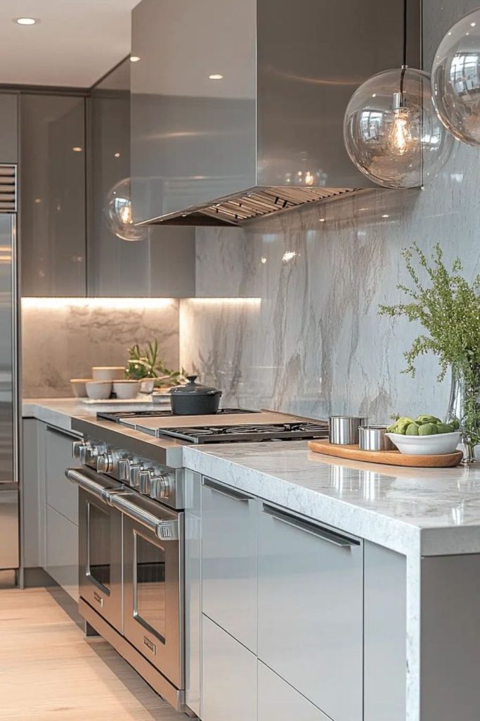 Cool silver futuristic kitchen design
