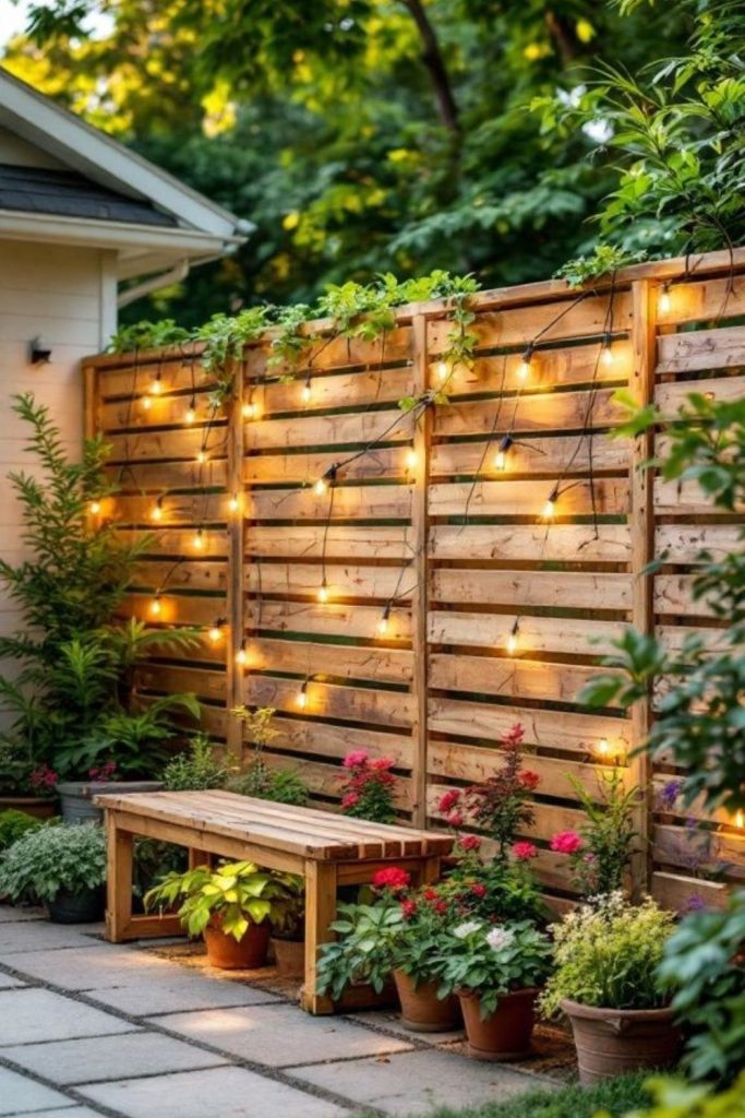 Painted geometric art colorful fence design