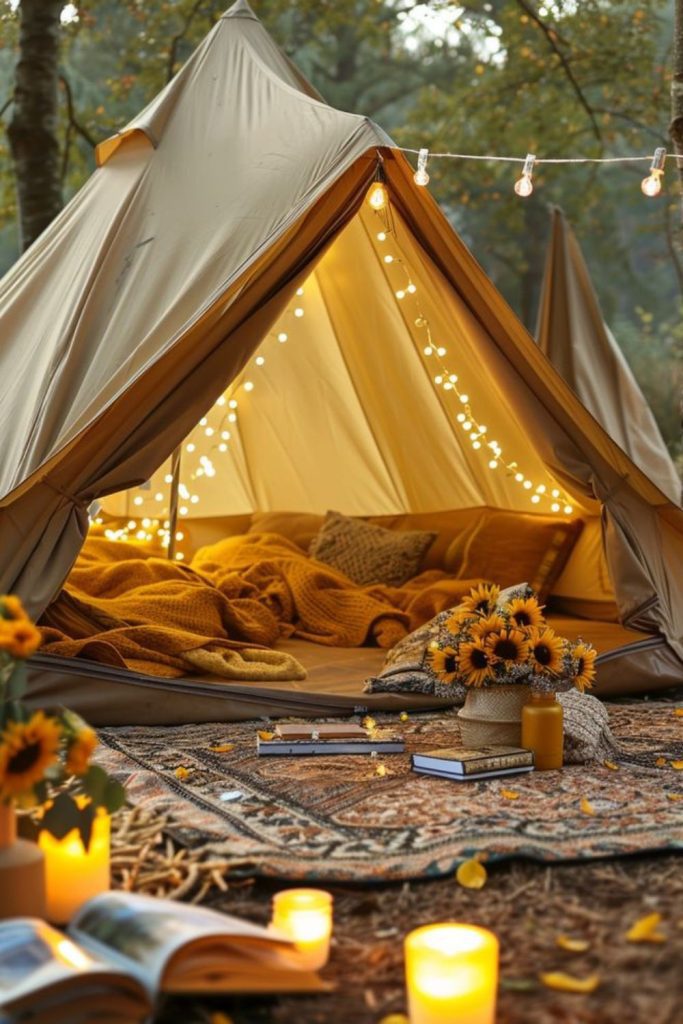 Futuristic solar powered modern campsite setup