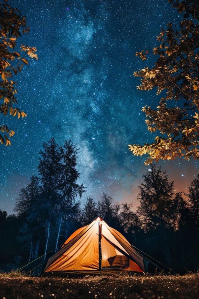 Starry sky net light camping setup