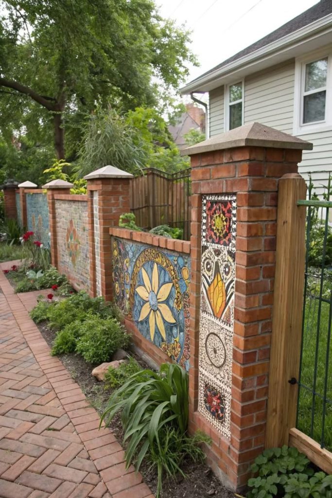 Stone mosaic boundary rugged garden wall