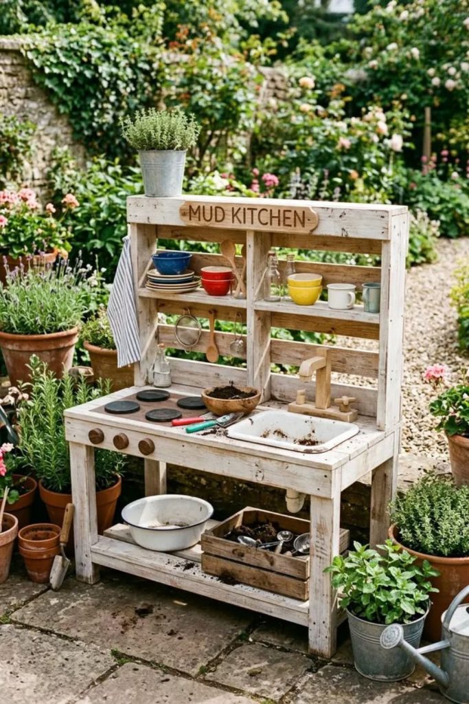 Kitchen rustic outdoor washing mud kitchen sink