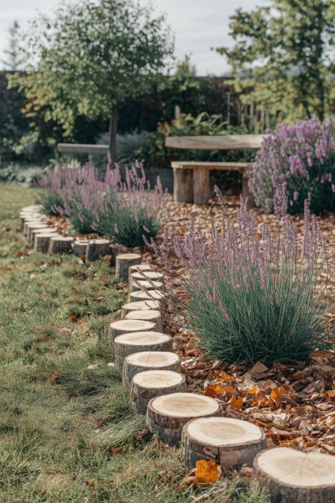 Stone log hybrid natural garden edging