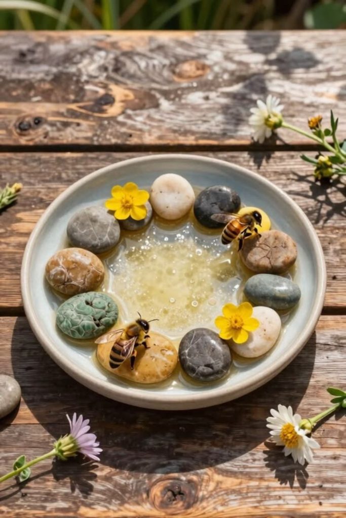 Succulent circle modern bee bath.