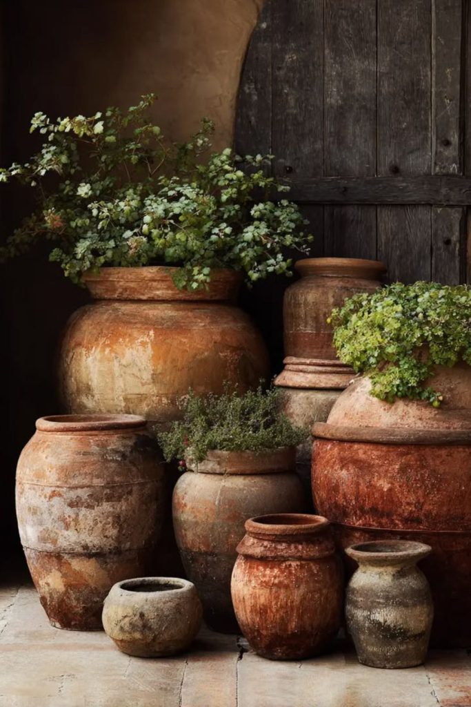 Sunfire antique Mediterranean clay vessel planter