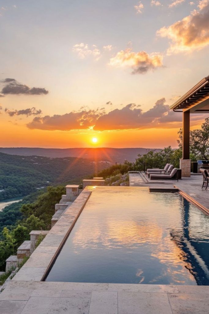 Sunset horizon infinity pool deck