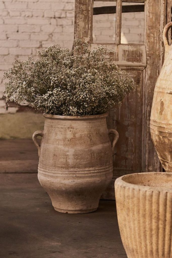 Terra mist muted vintage garden jar