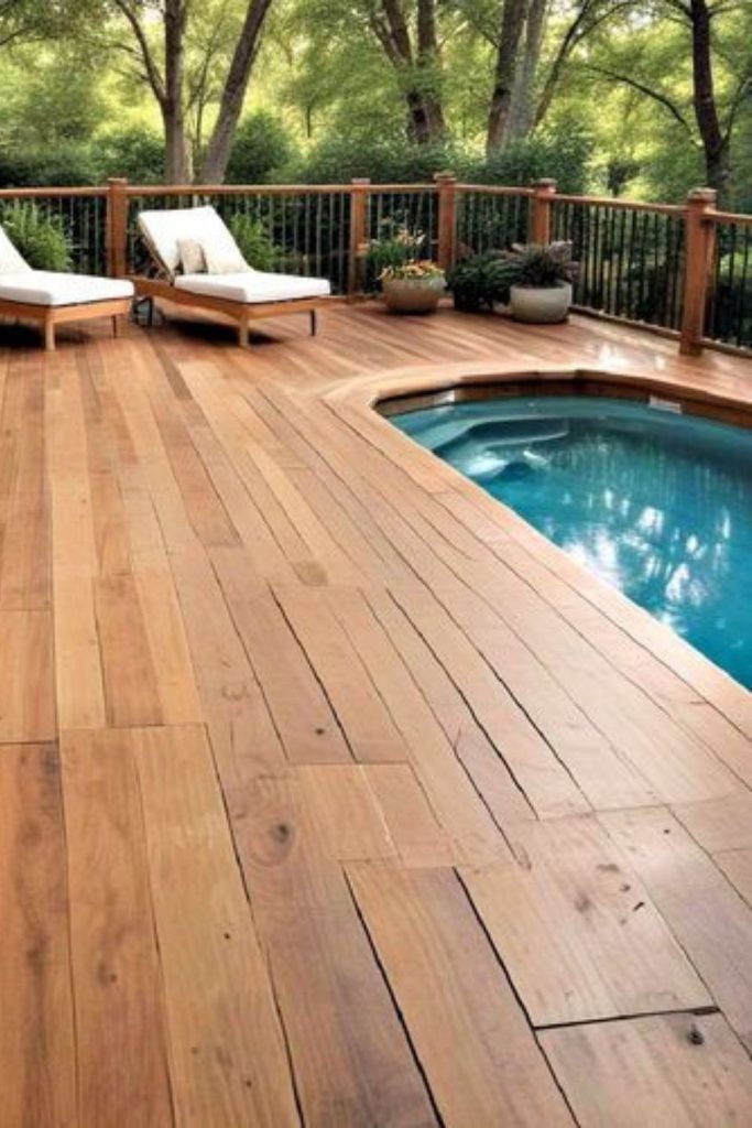 Timber framed grass inlay pool deck