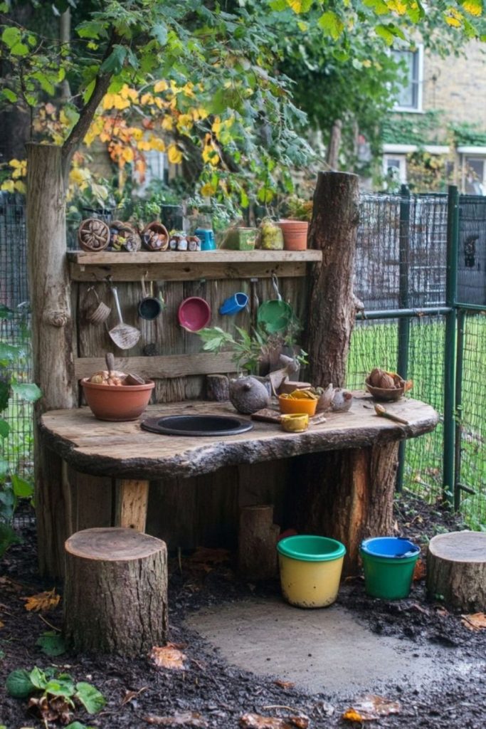 Circle tree rooted outdoor mud cooking circle