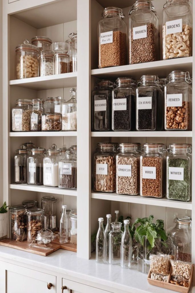 Matching glass pantry storage jars.