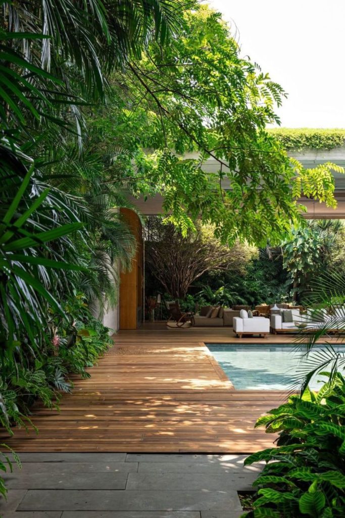 Urban jungle vertical garden pool deck