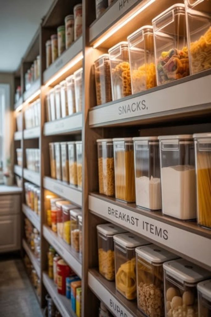 Vertical pantry divider organization system.