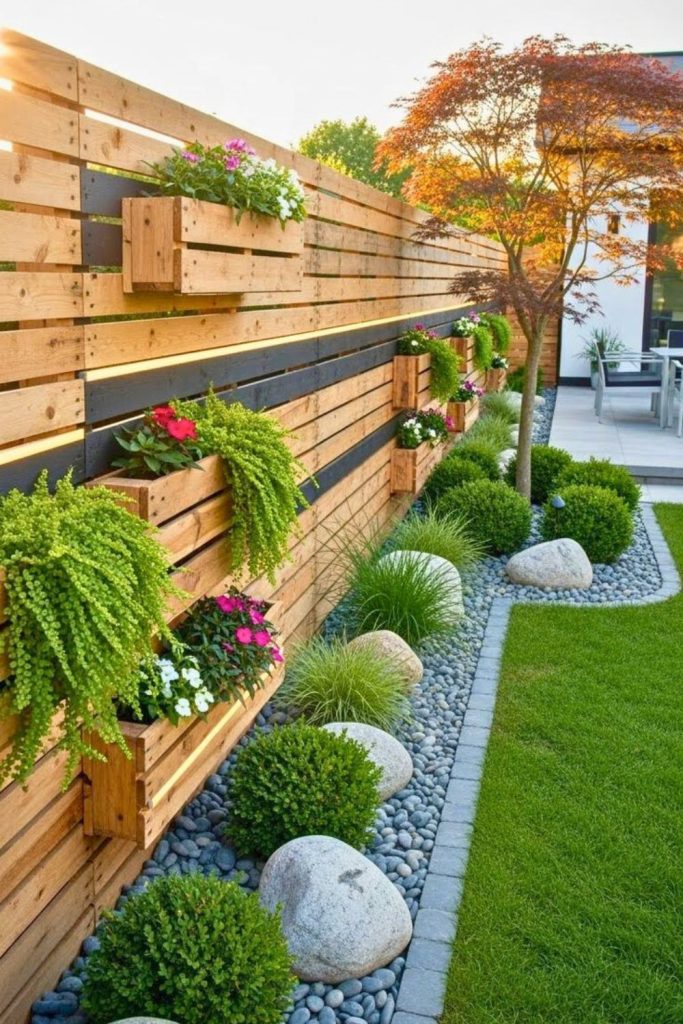Vertical garden fence lush plant wall