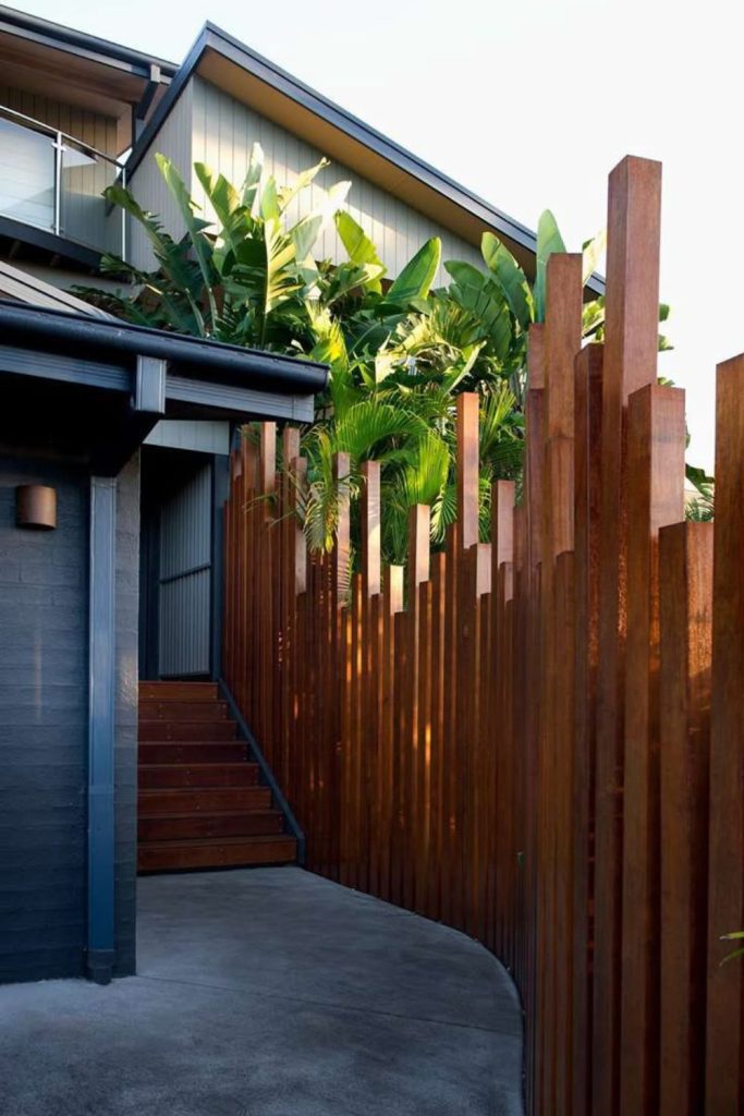 Vertical timber beam strong wooden fence