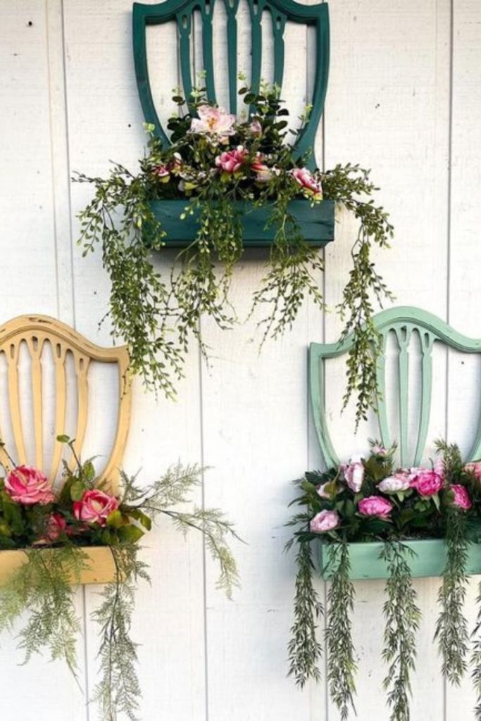 Vintage chair back vine trellis