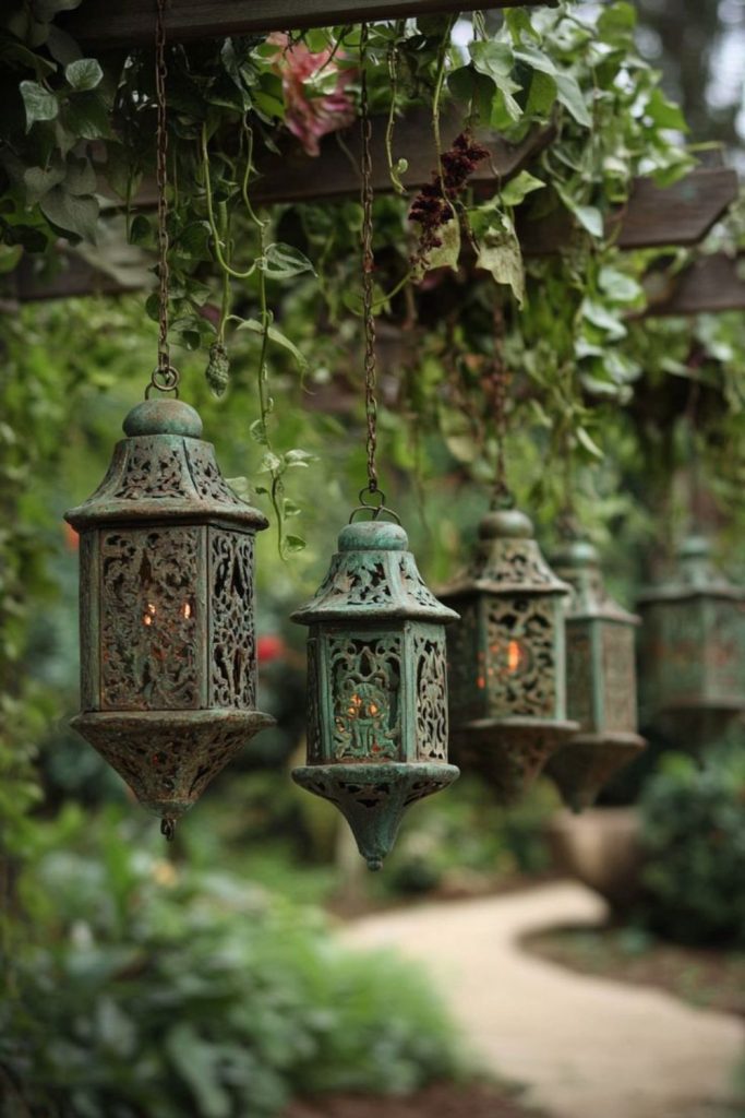 Lantern styled glowing plant holder