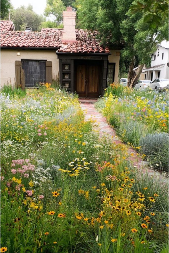 Wild meadow revival frontage natural flowers grasses free flowing yard