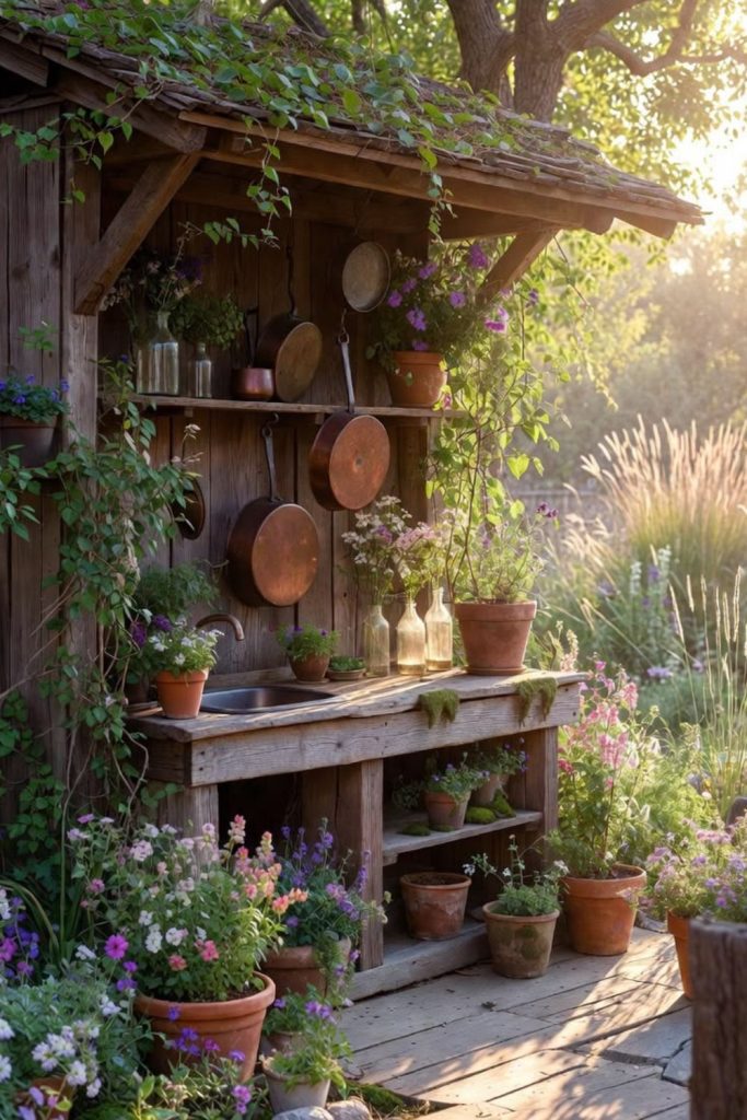 Wildflower corner outdoor mud cafe.