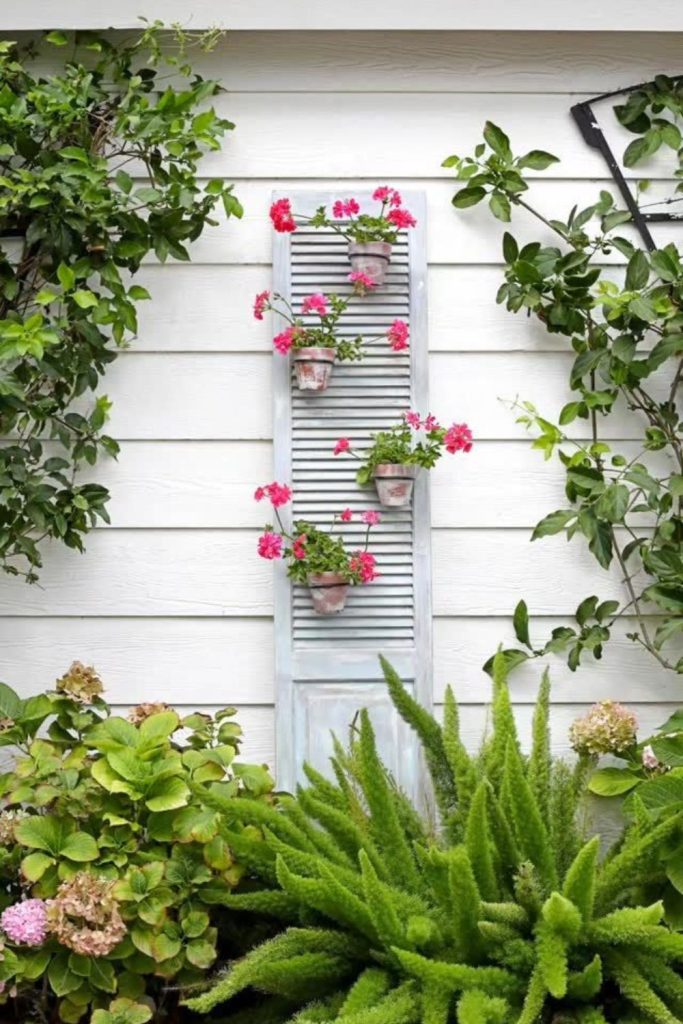 Window shutter herb plant rack