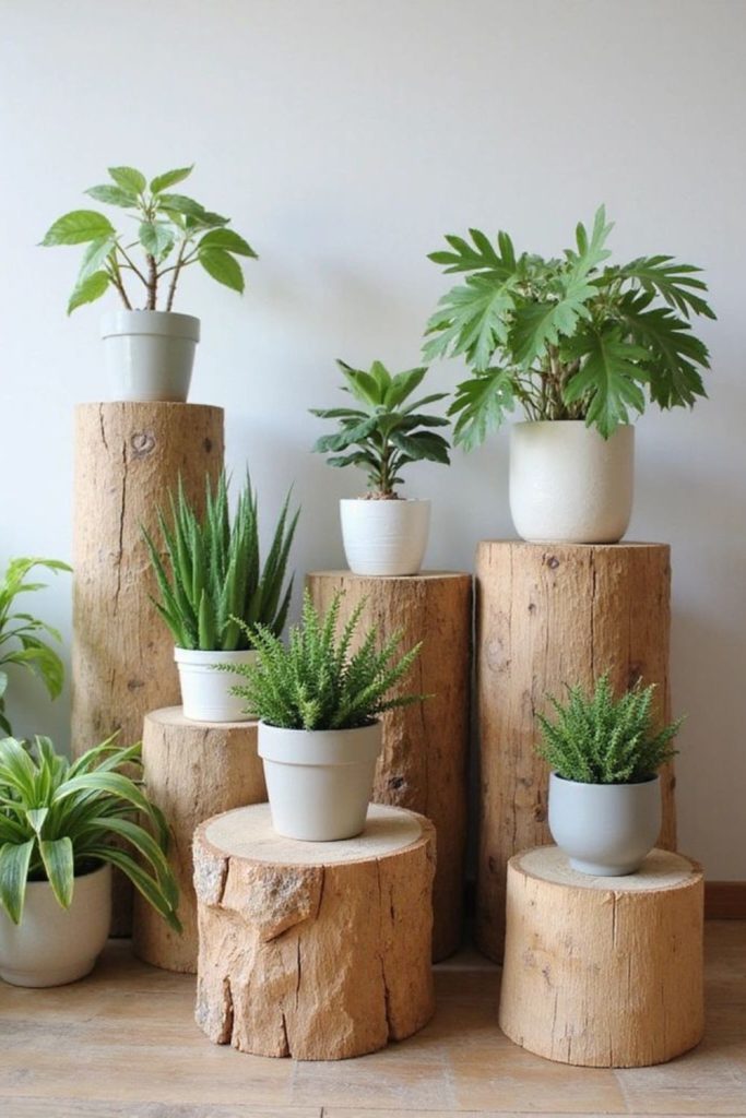 Wooden beam floating plant forest