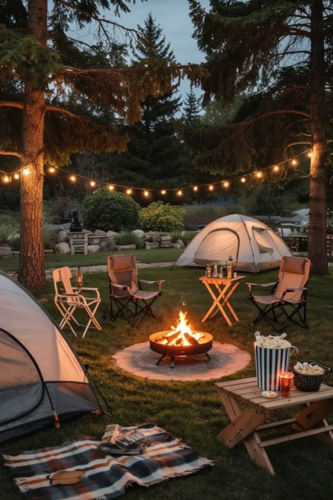 Woodland tea circle forest gathering camp