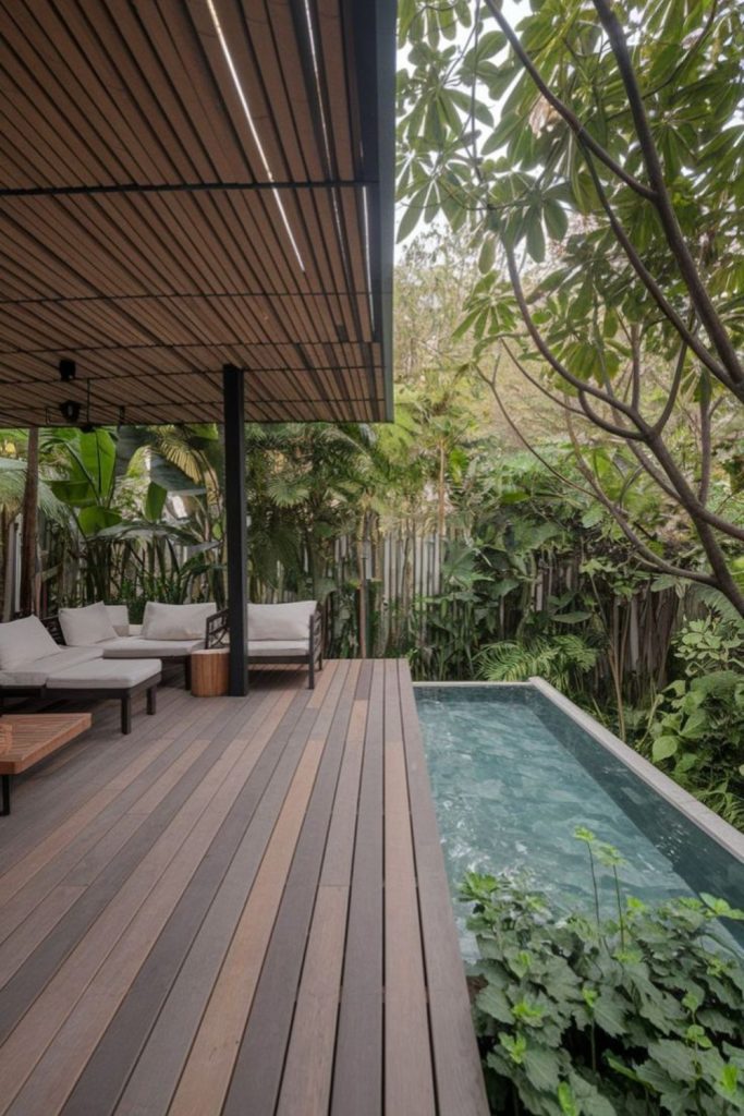 Bamboo zen deck calm waterside escape
